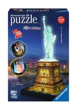 Ravensburger 3D-Puzzle "Freiheitsstatue Bei Nacht", Beleuchtung, 108 Teile