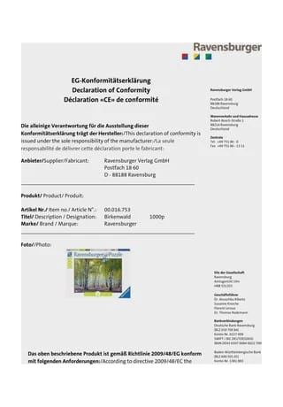 Ravensburger Nature Edition No. 18 Puzzle "Birkenwald", 1000 Teile 2 Ravensburger Nature Edition No. 18 Puzzle "Birkenwald", 1000 Teile – Bild 2